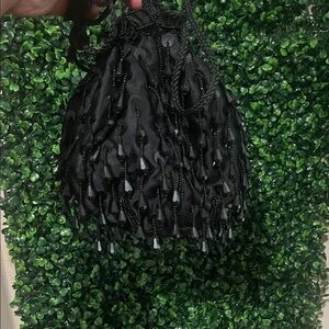 Elegant Black Beaded Women's Bag